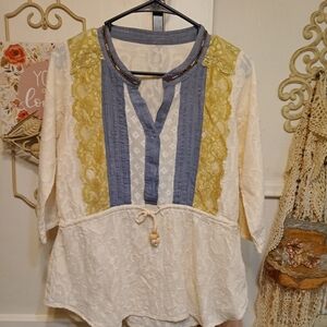 Bohemian Laced and Beaded Cotton Top